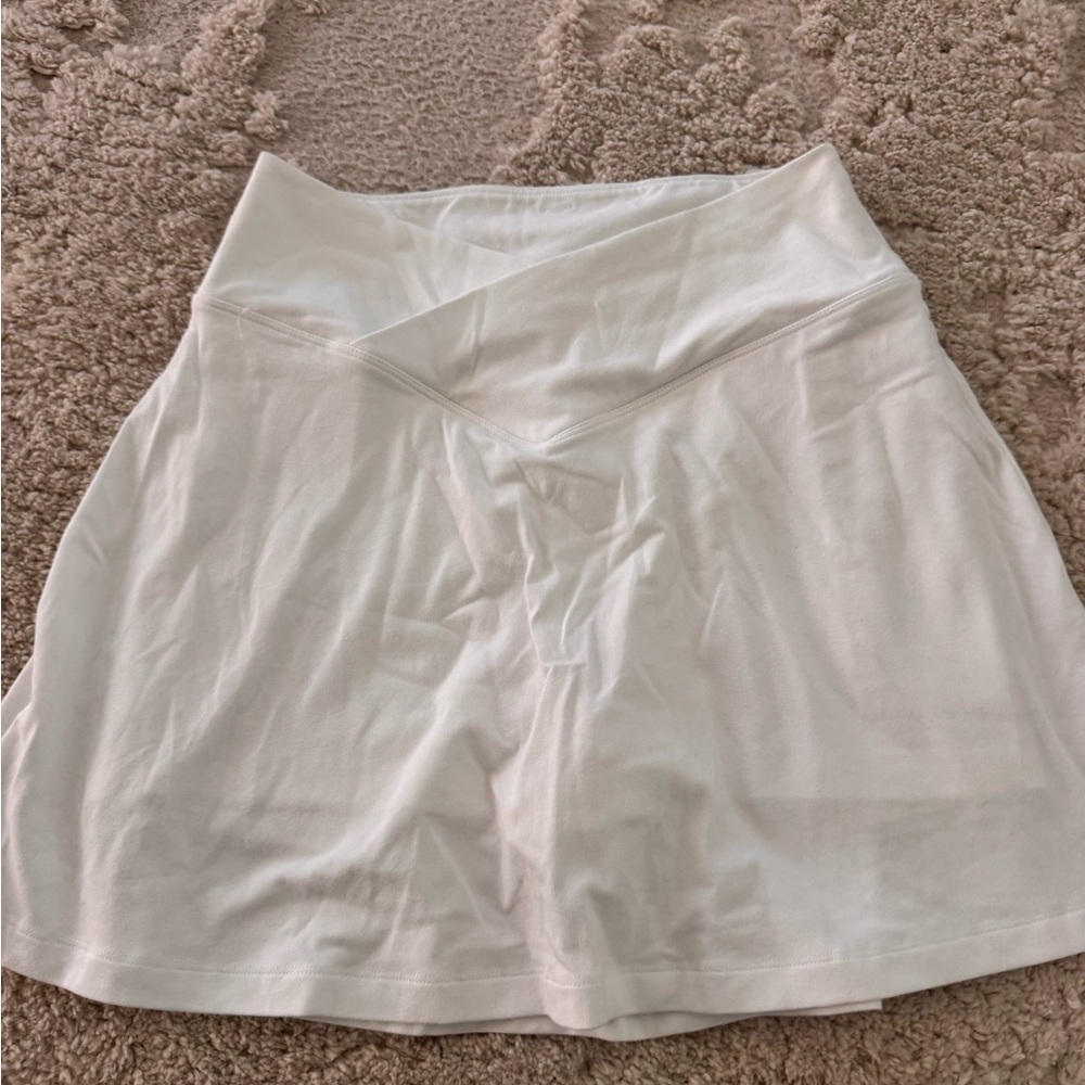 PINK-Medium-White V-Waist Athletic Skort